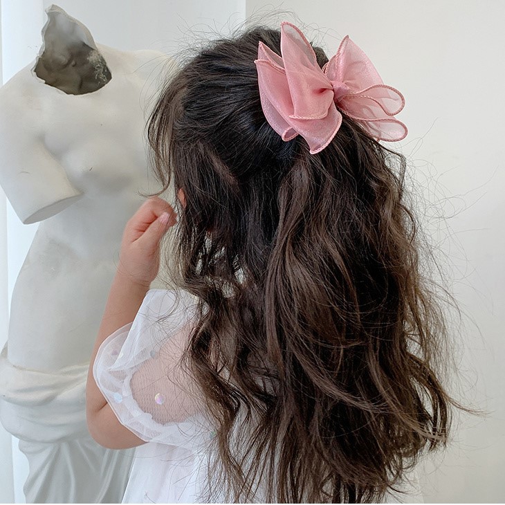 Kẹp Tóc Công Chúa Đính Nơ Bản To Xinh Xắn Cho Bé Gái