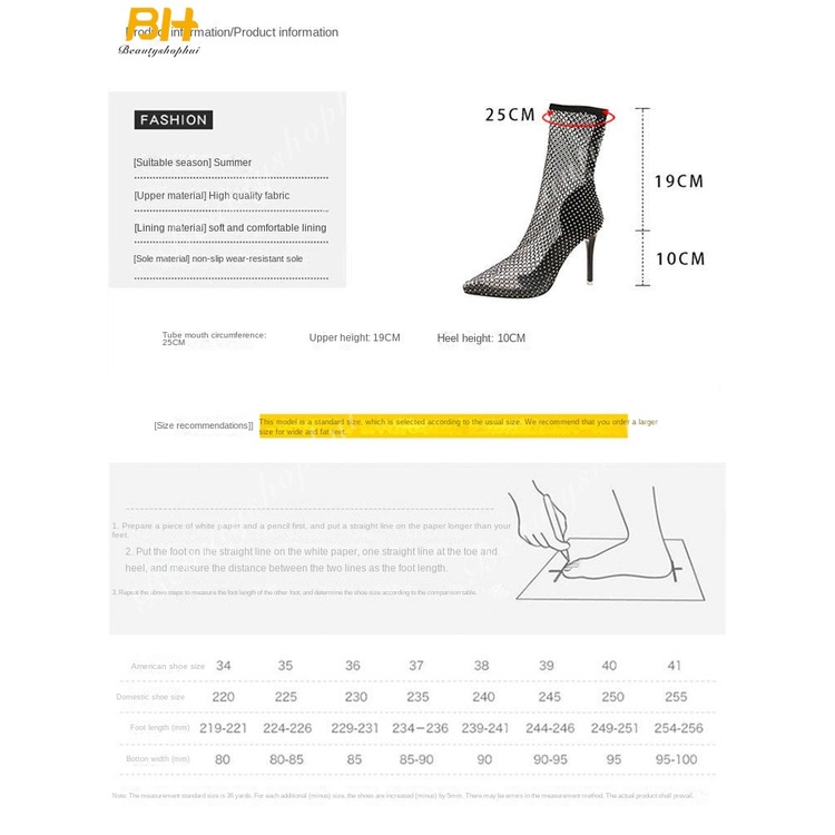 Giày Boot Cao Gót Mũi Nhọn Phối Lưới Đính Đá Thời Trang Dành Cho Nữ