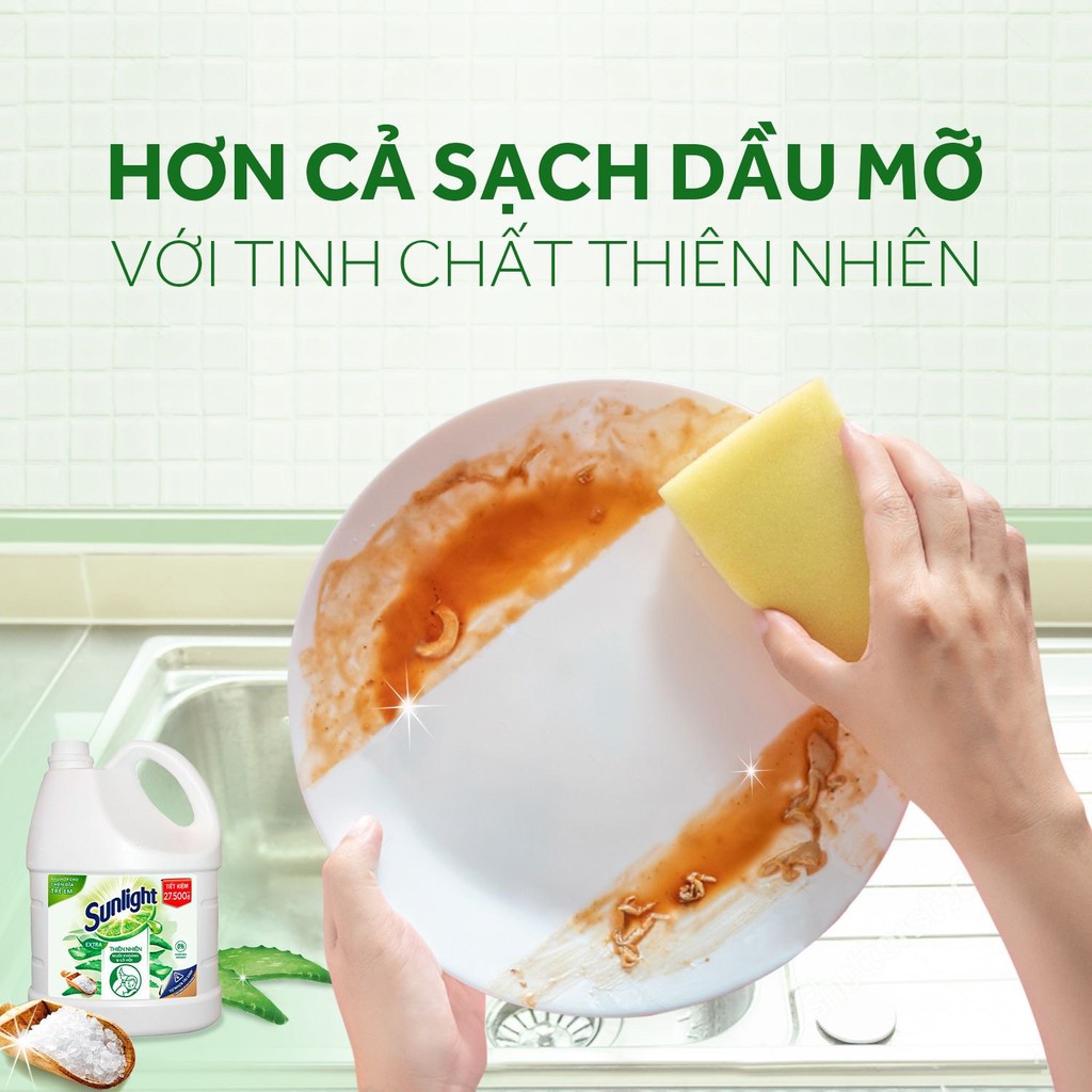 Nước Rửa Chén Sunlight Thiên Nhiên Muối Khoáng & Lô Hội chai 750g