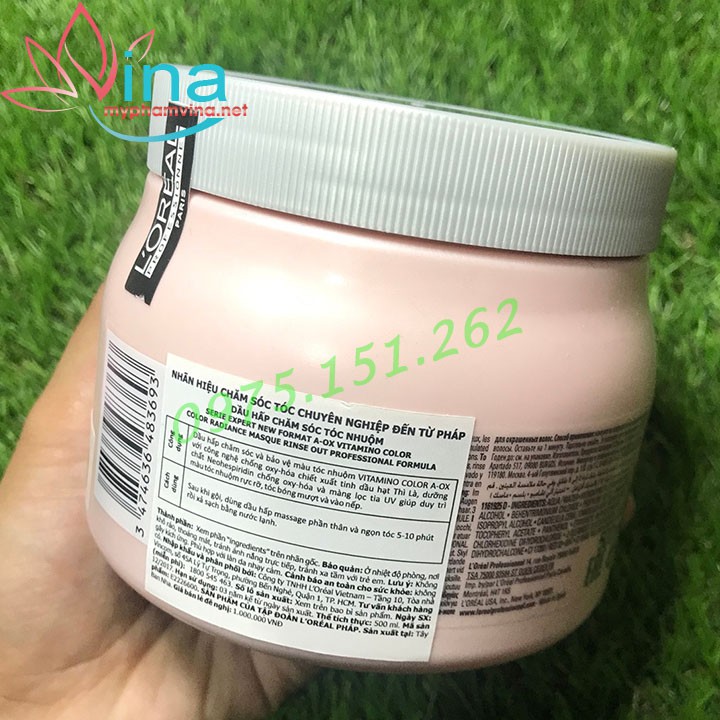 HẤP DẦU CHĂM SÓC TÓC NHUỘM LOREAL SERIE EXPERT A-OX VITAMINO COLOR - 500ML - HỒNG