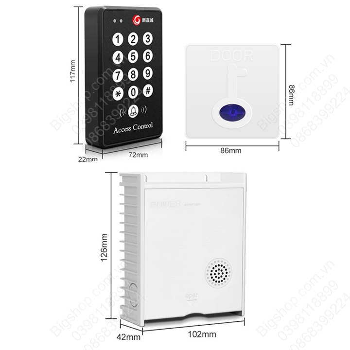 Bộ điều khiển mở cửa bằng thẻ ID, mã số, remote kết nối không dây, nguồn điều khiển 220V ra 12V-3A (Hàng sẵn kho Hà nội)