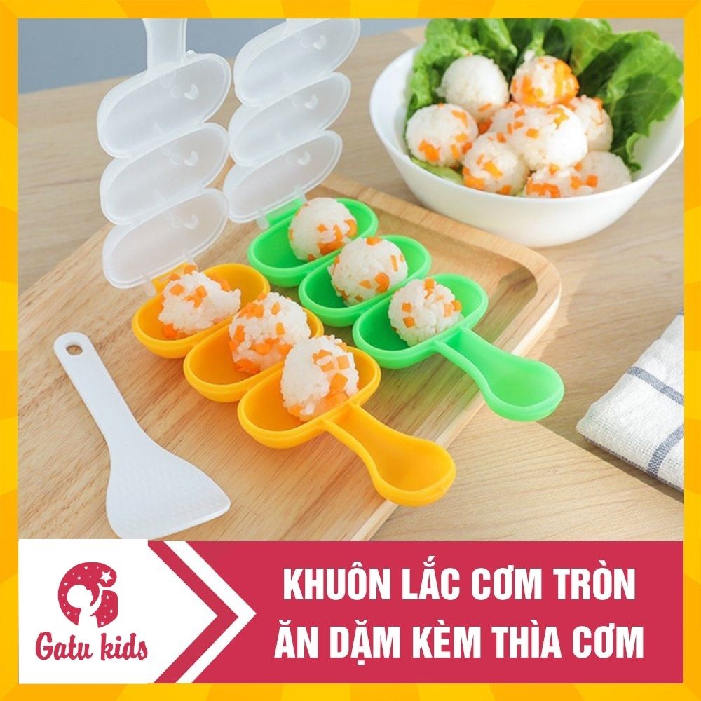 Bộ khuôn lắc cơm tạo hình cơm nắm ăn dặm tặng kèm thìa