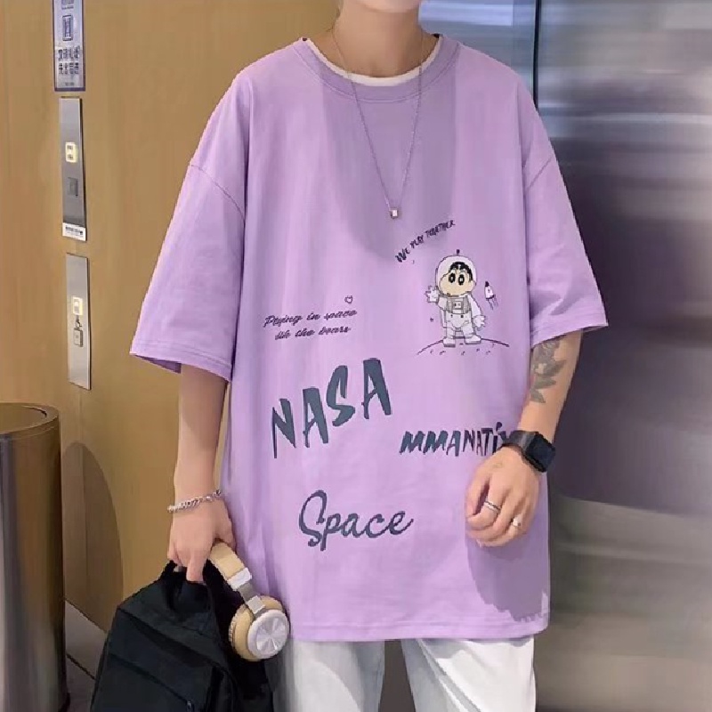 Áo Thun Nam Oversize In Hình Phi Hành Gia Phong Cách Hong Kong Thời Trang Mùa Hè Thoải Mái Cỡ M-8XL