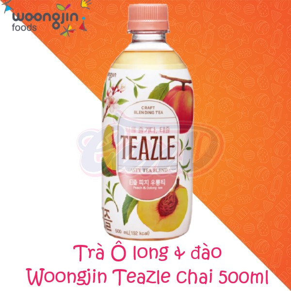 Trà Ô long & đào Woongjin Teazle chai 500ml