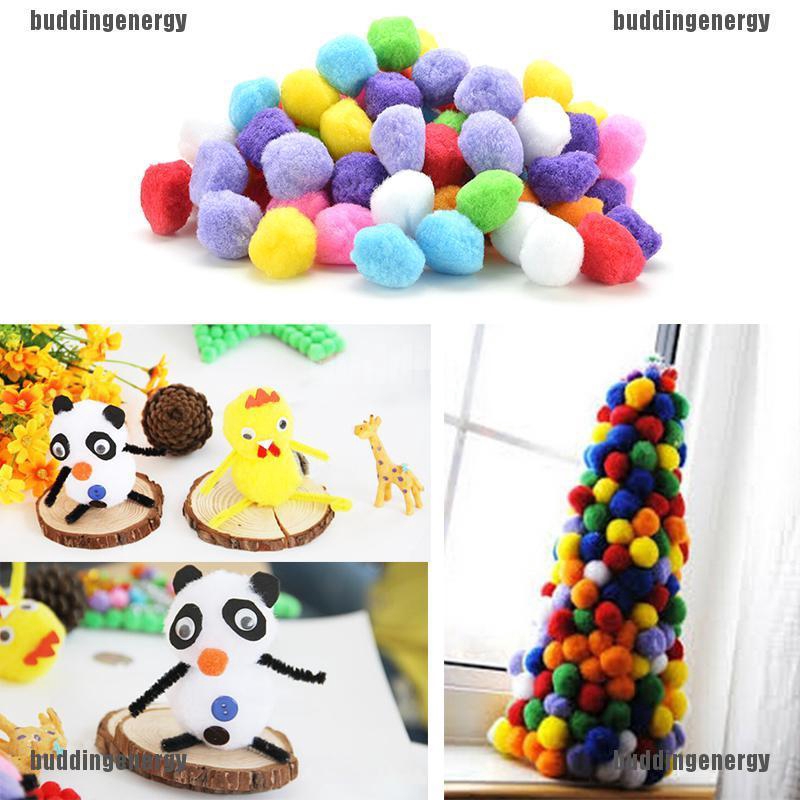 Set 100 quả pompom 10mm 20mm 30mm 40mm nhiều màu làm thủ công trang trí đa năng