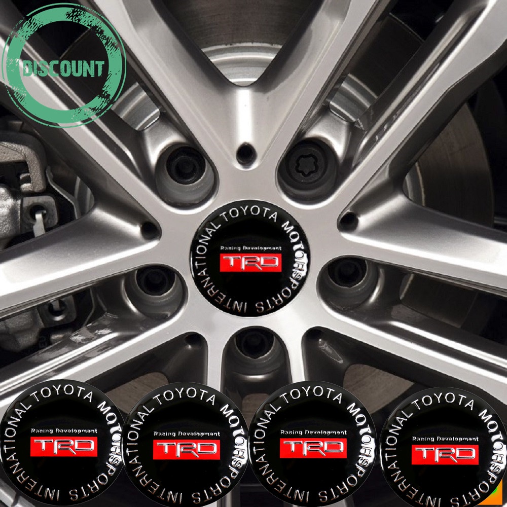 Set 4 Miếng Dán Trang Trí Trục Bánh Xe Hơi Toyota 56mm