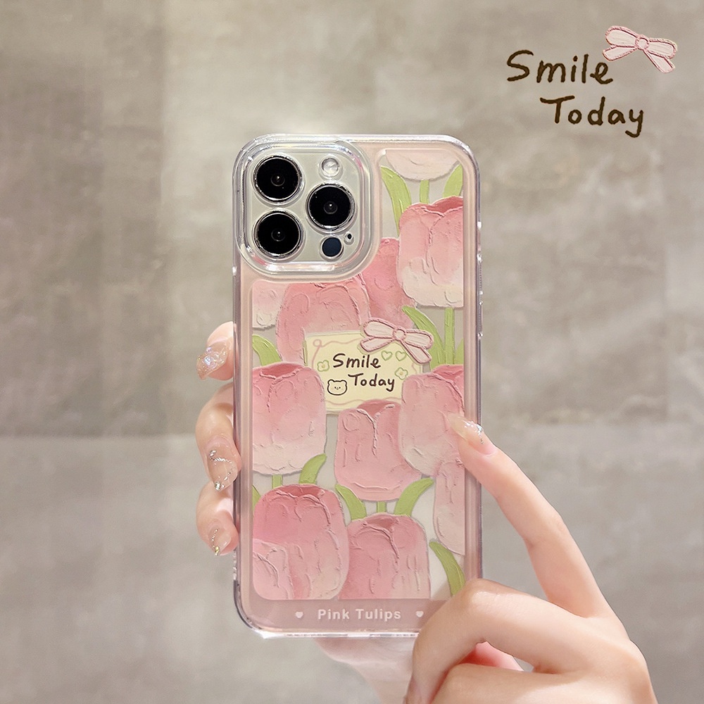 Ốp Điện Thoại TPU Silicon Trong Suốt Chống Sốc Hình Hoa Tulip Cho Iphone 13 Pro Max 12 11 Pro Max Xs X Xr 6s Plus 8 7 Plus Se20