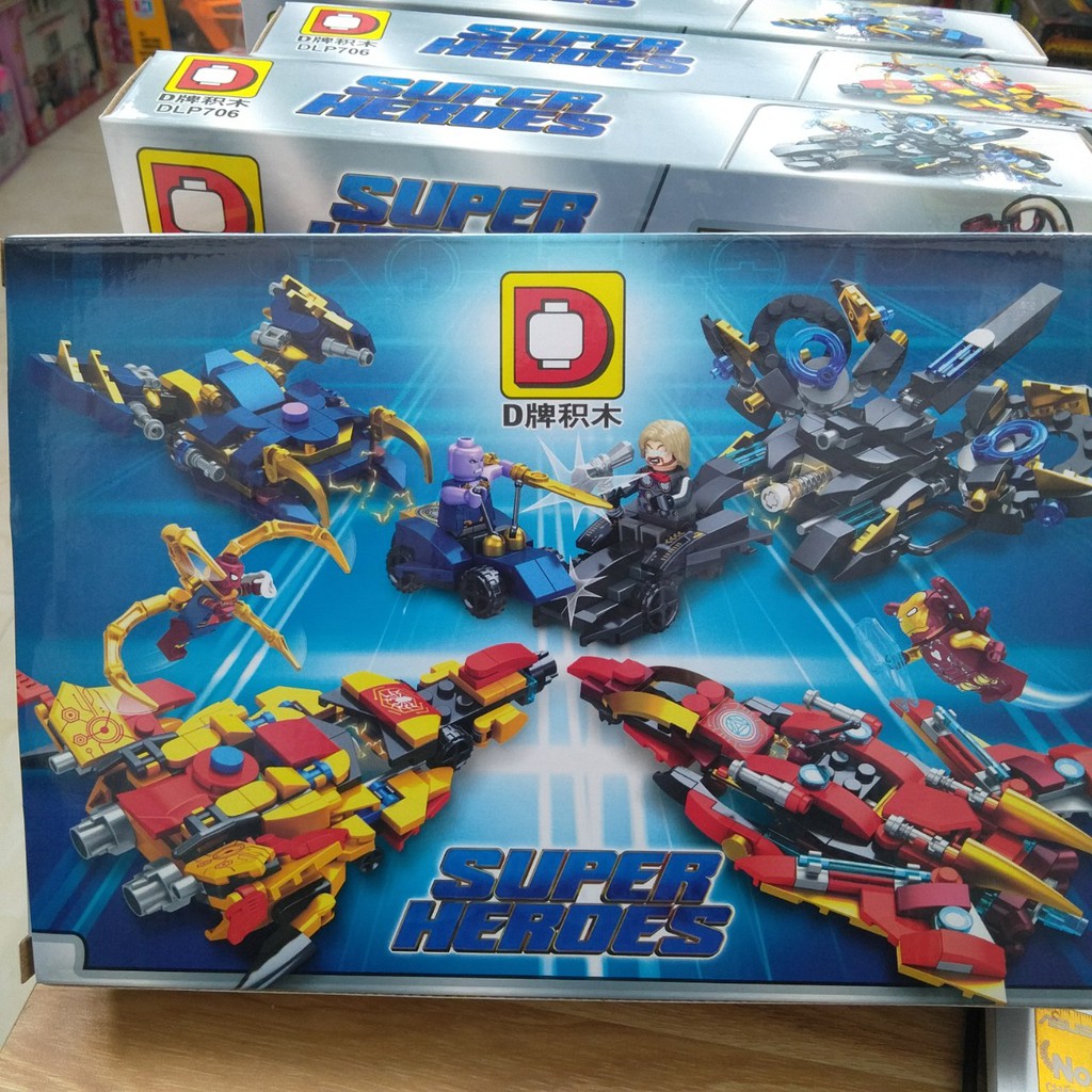 Lắp ráp xếp hình lego xe chiến đấu của biệt đội siêu anh hùng DLP706(4 mẫu khách chat chọn mẫu)