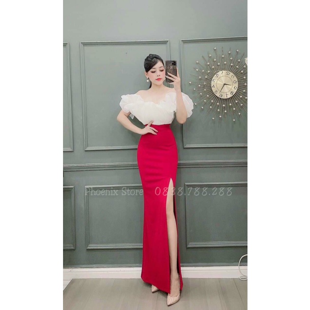 ĐẦM DẠ HỘI PHỐI VOAN TƠ KIẾNG XẺ ĐÙI QUYẾN RŨ UP HHP FASHION