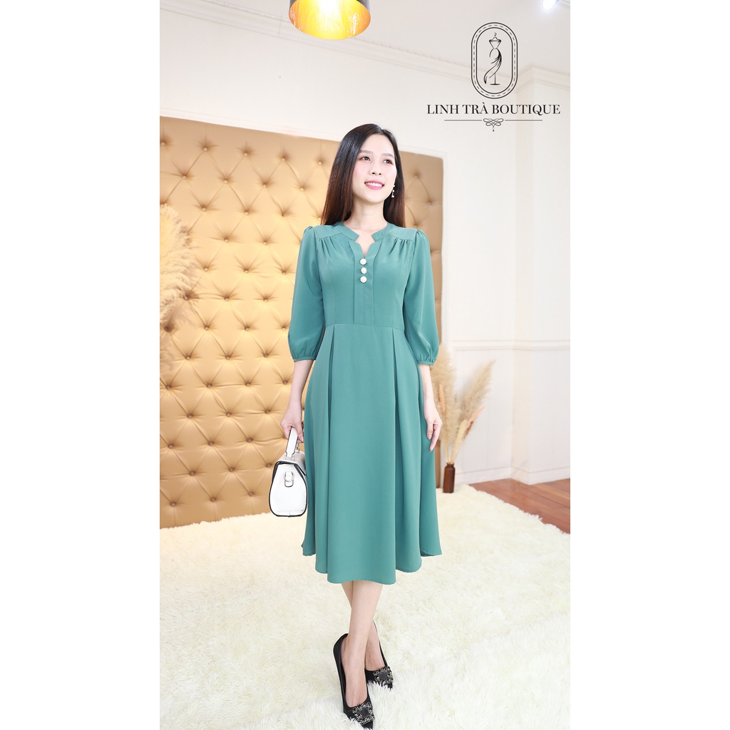 Đầm Suông Trung Niên Linh Trà TM251 Vải Cotton Cao Cấp Cho Mẹ