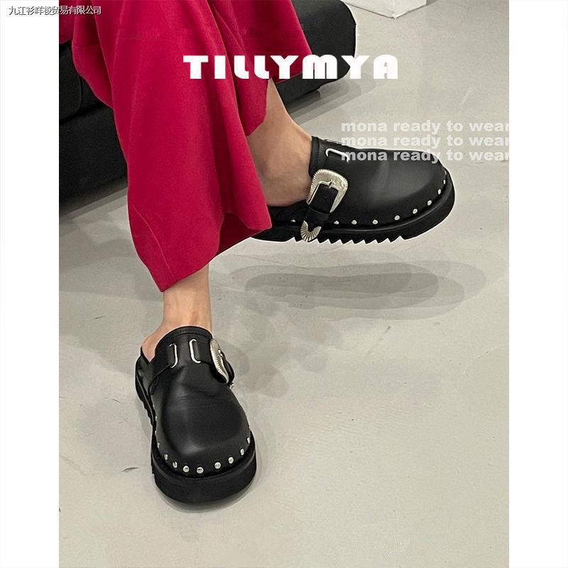 Dép Bít Mũi Đế Dày Đính Đinh Tán Phong Cách Mới 2022 Thời Trang Cho Nữ