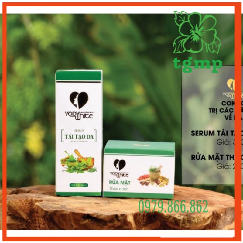 Bộ Tái Tạo + Bột rửa mặt thảo dược Yody white hàng chính hãng Phương Anh