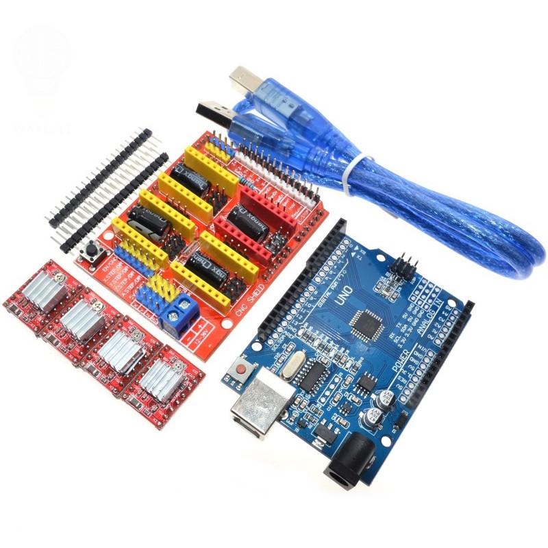 Bộ tấm chắn CNC V3 máy in 3D + 4 bảng mạch mở rộng trình điều khiển A4988 cho Arduino + UNO R3 với cáp USB