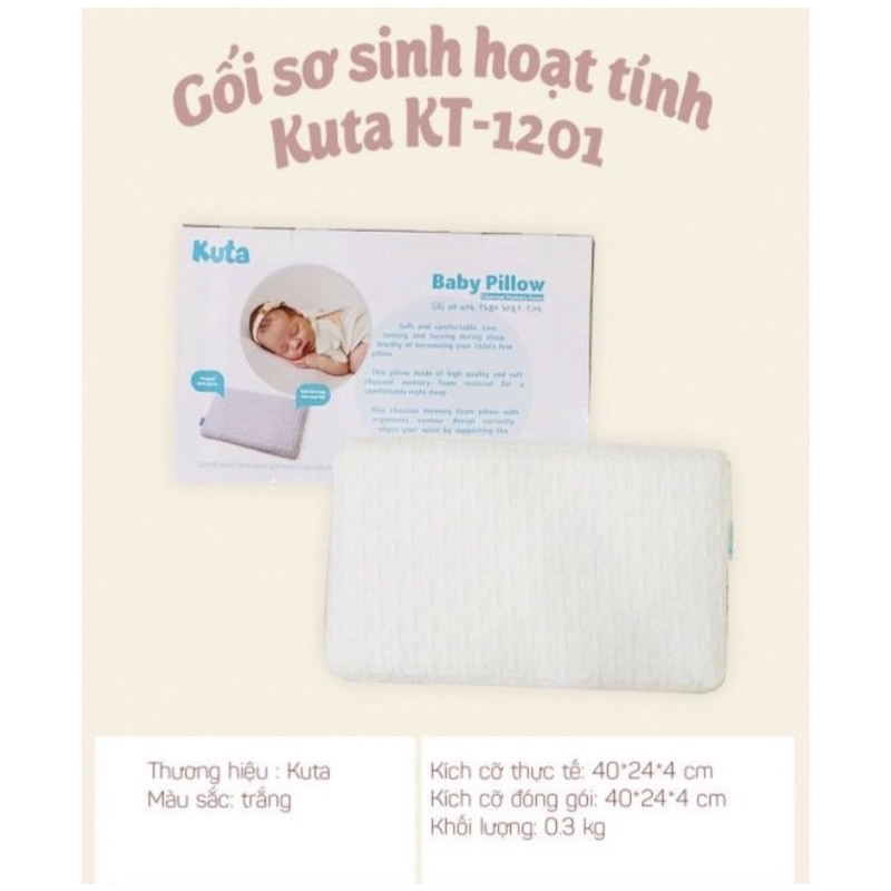 Gối đầu sơ sinh Kuta Bamboo cao su non than hoạt tính
