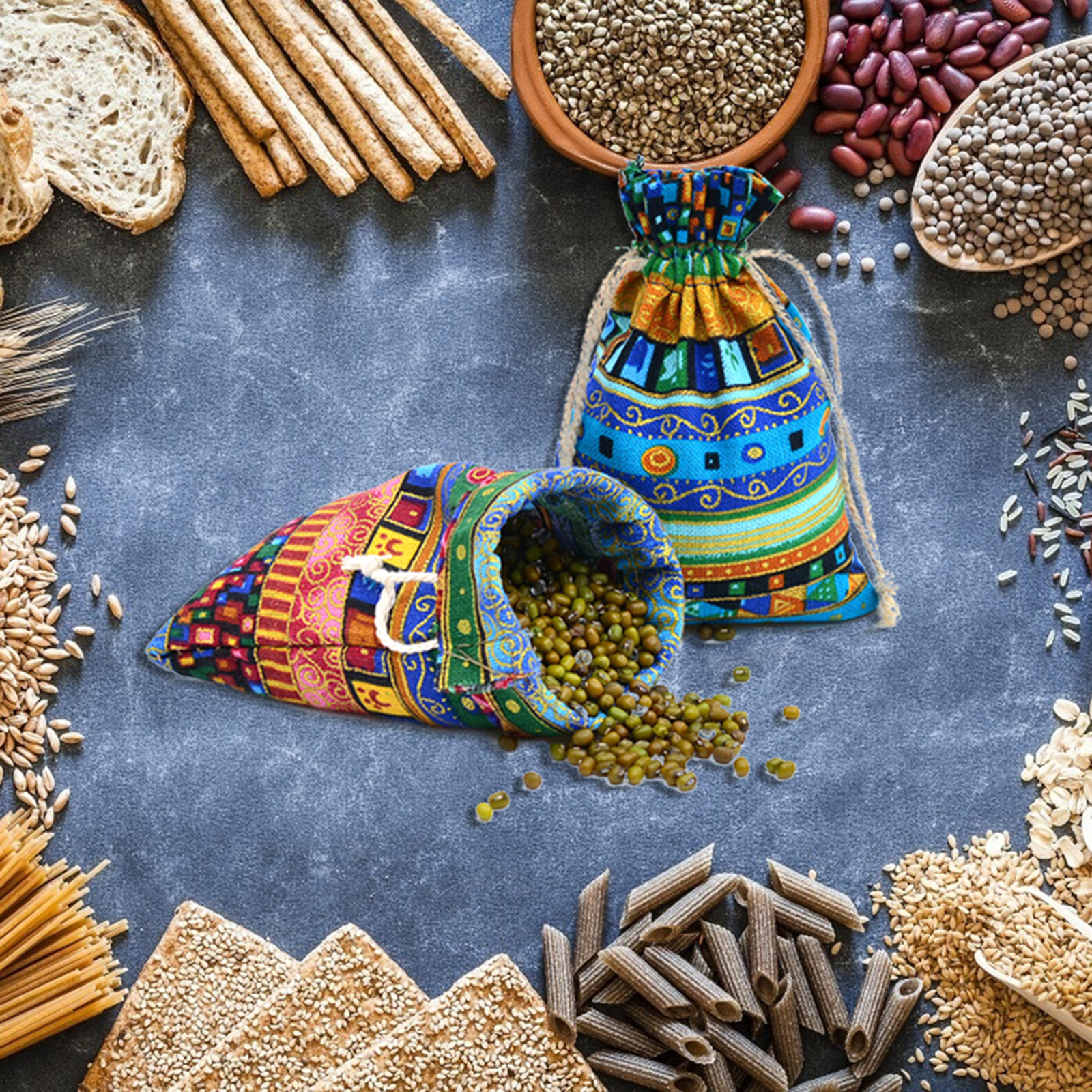 Bộ 20 Túi Vải Lanh Họa Tiết Dân Tộc