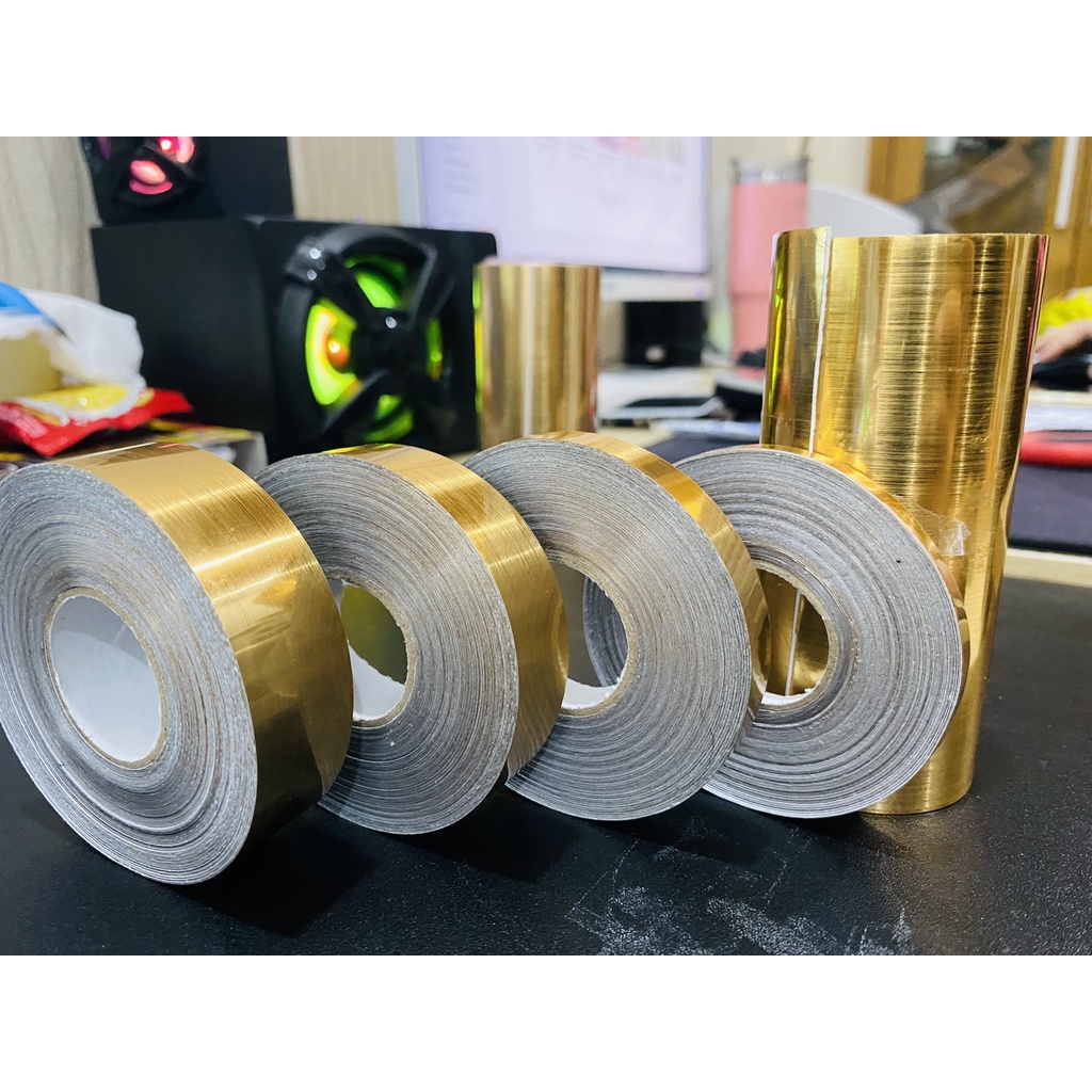 Cuộn chỉ dán viền trang trí nội thất Màu Vàng Đồng Dài 20m Rộng 0.5cm/1cm/1.5cm/2cm