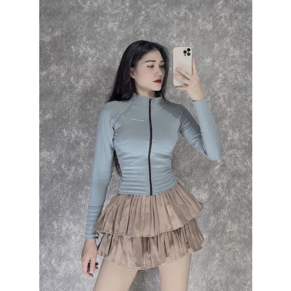 [36-60kg] Áo Khoác Ko Nón Vải Thun Dệt Kim Ôm Body, Tôn Dáng. Áo Khoác Nữ Form Ngắn Vải Đẹp [Lửng Gym 22]