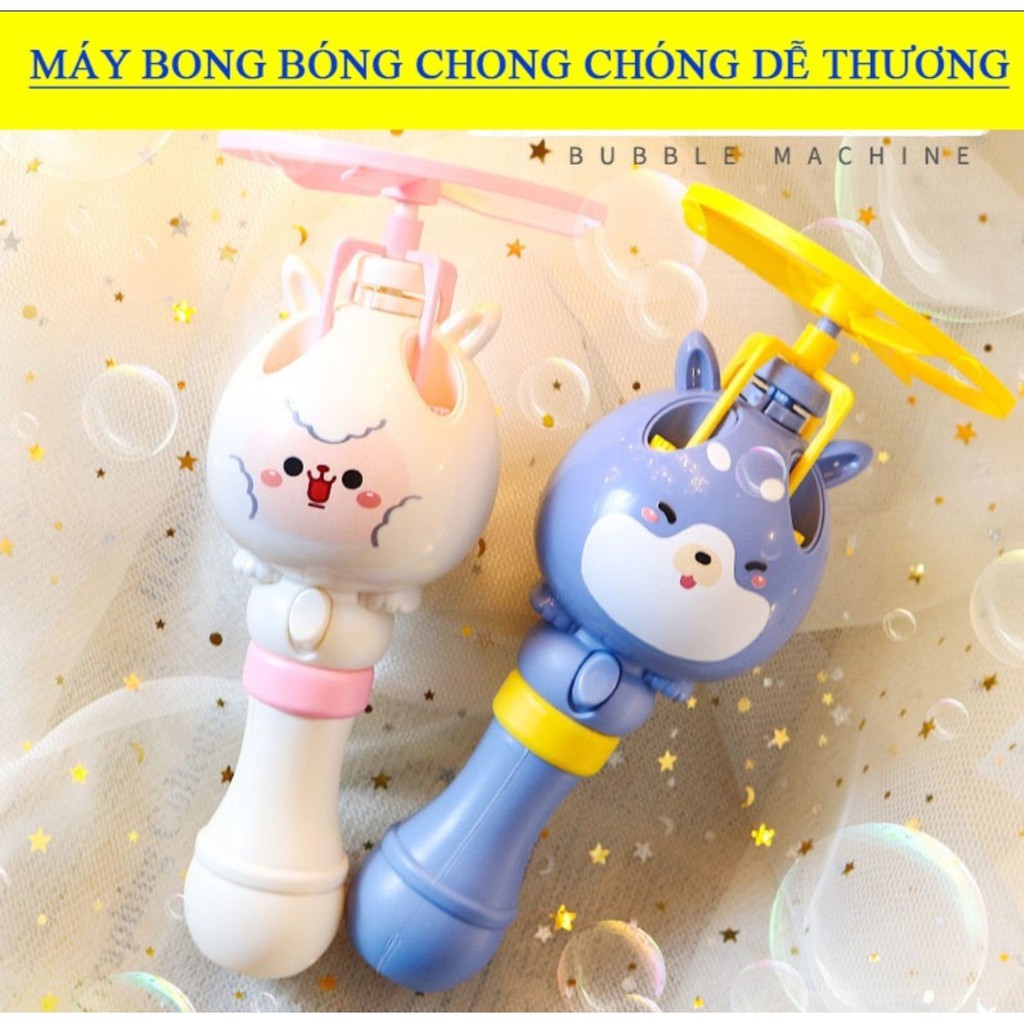 [HOT HÈ 2021] Máy bắn chong chóng thả bong bóng xà phòng hình con thỏ ngộ nghĩnh cho bé