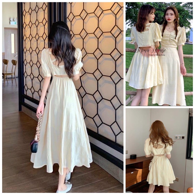 Váy tiểu thư ullzang tay bồng đan lưng / mina’s house / váy du lịch