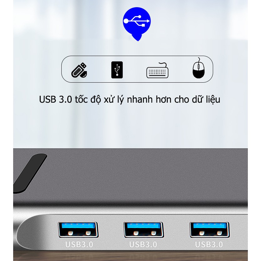 Hub usb type-c cho Macbook 2020 ra 10 cổng HDMI, Ethernet 1000Mbps, PD 100w - Jinghua Z333