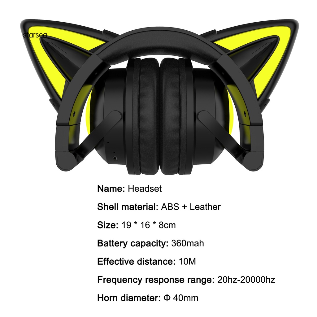 Tai nghe Bluetooth siêu nhẹ thiết kế hình tai mèo đáng yêu tiện dụng