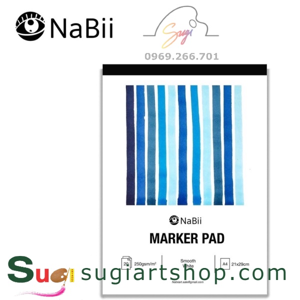 Sổ vẽ Marker NaBii, Sổ vẽ màu dạ NaBii Marker Pad 250gsm 20 tờ A5/A4 [ Sugi art shop]