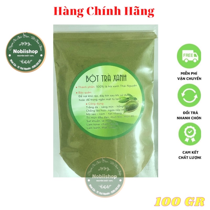 100GR Bột Trà Xanh Nguyên Chất Handmade Bột Trà Xanh Thái Nguyên 100% NobiiShop Đắp Mặt Nạ