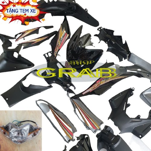 Bộ dàn áo xe Wave S110 đời 2008 đến 2010 màu Đen  nhựa nguyên sinh ABS - PHÂN BIỆT ĐỜI XE NHƯ HÌNH