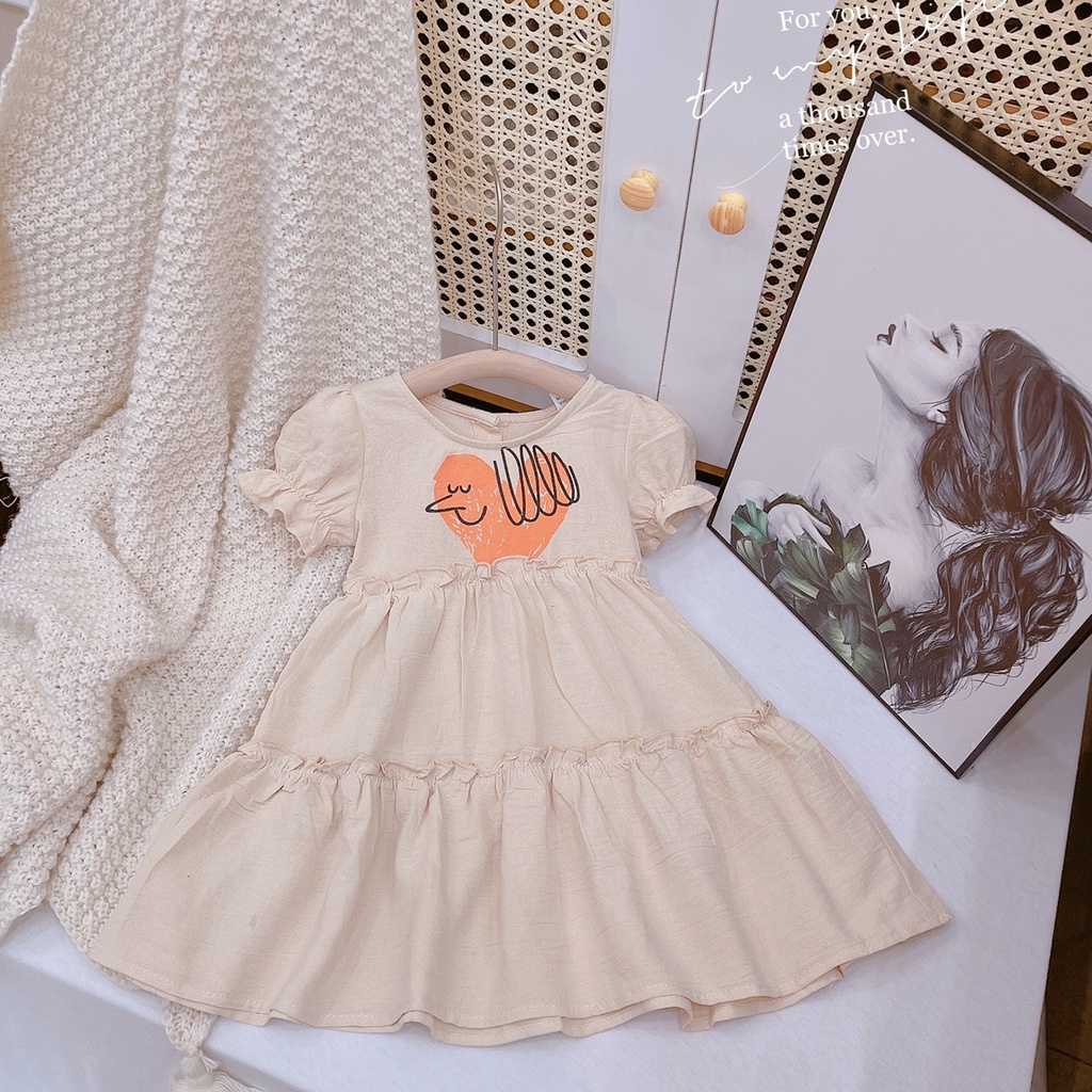 Váy bé gái đũi sần bèo 2 tầng tùng xòe rộng XHN955