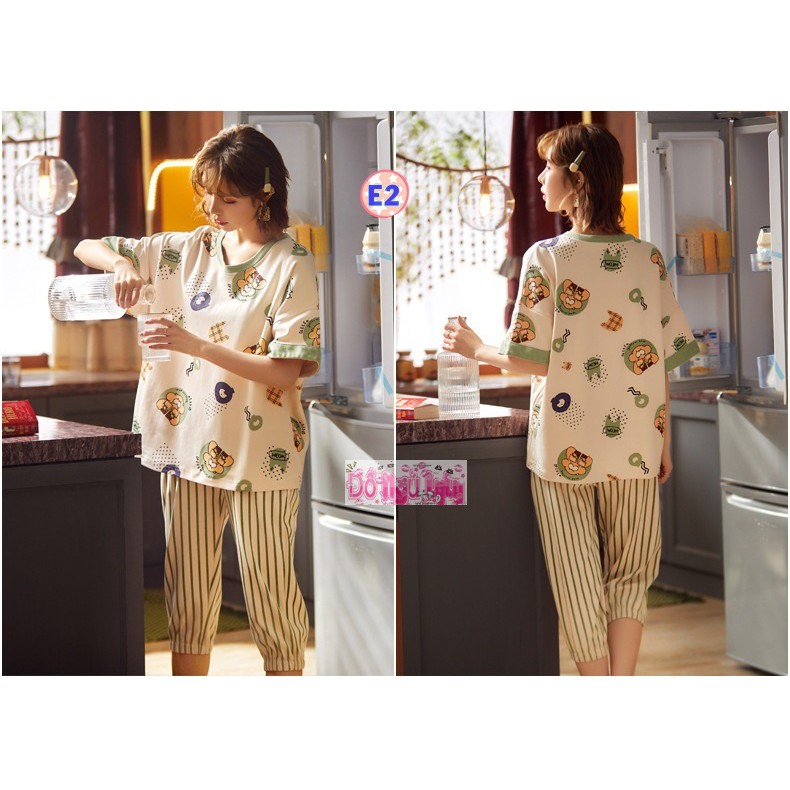 Bộ Pijama Cộc Tay Mã E2
