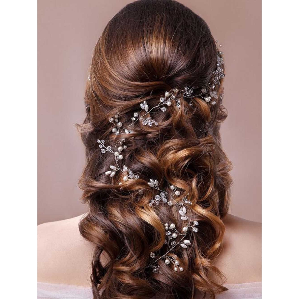 Trâm cài tóc đính đá và ngọc trai nhân tạo sang trọng dành cho cô dâu