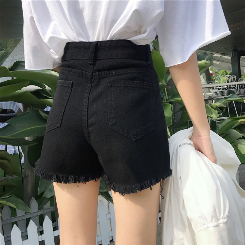 Summer high-waist denim shorts female Korean version loose student raw-edged skirt pants large size wild wide-leg hot t