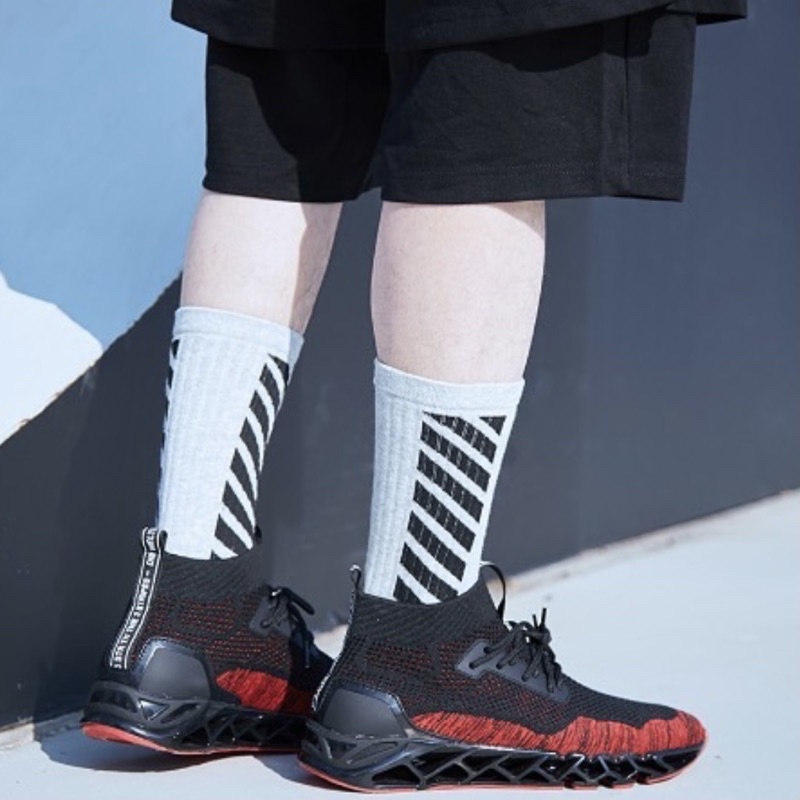 Tất offwhite cao cổ Unisex - Vớ cao cổ đen trắng basic off white cá tính