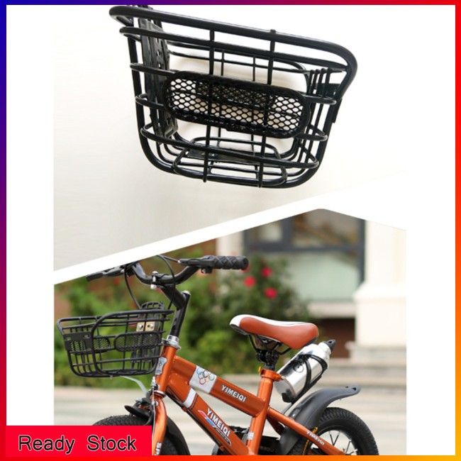 kl Children Cuboid Steel Wire Front Black Basket Bike Accessories Bicycle Mountain Bike