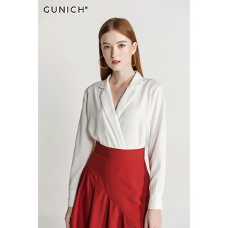 Áo danton đắp chéo trắng nút kim loại Gunich
