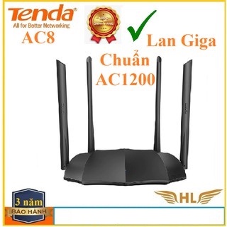 Bộ Phát Wifi Chuẩn AC1200 Có Các Cổng Lan Là Cổng Gigabit Tenda AC8 -Hàng Chính Hãng