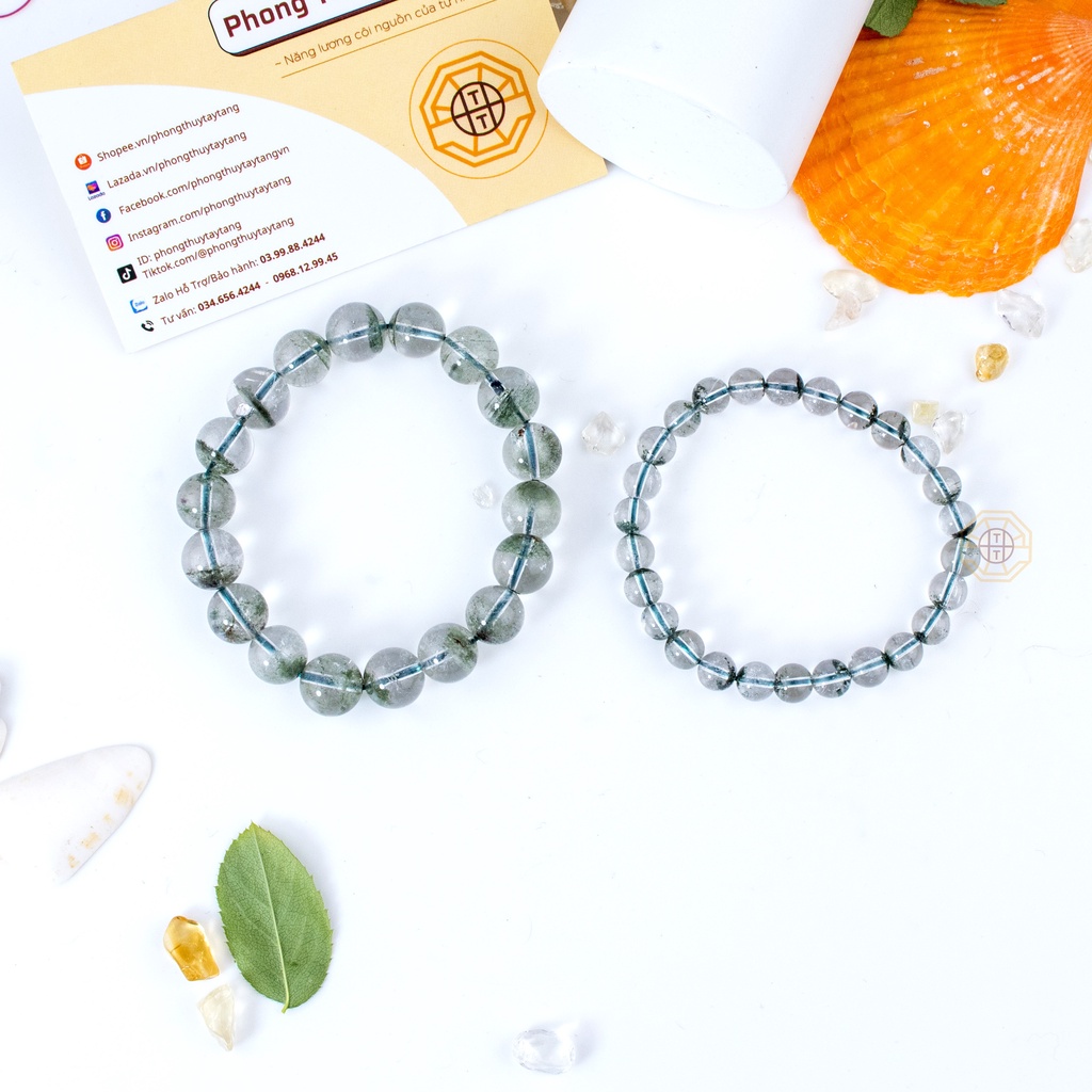 Vòng Tay Phong Thủy Đá Ưu Liinh Xanh Tự Nhiên [TẶNG HỘP GỖ CAO CẤP] tài lộc nam nữ mệnh Mộc Hỏa - Phong Thủy Tây Tạng