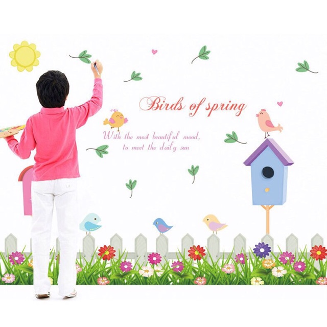 Decal dán tường Hàng rào tổ chim