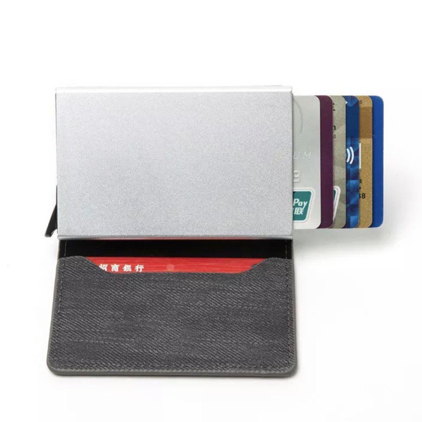 Bóp nam nữ đựng card AUKULASIC có lẫy tự động tiện lợi tích hợp công nghệ chống trộm cao cấp RFID