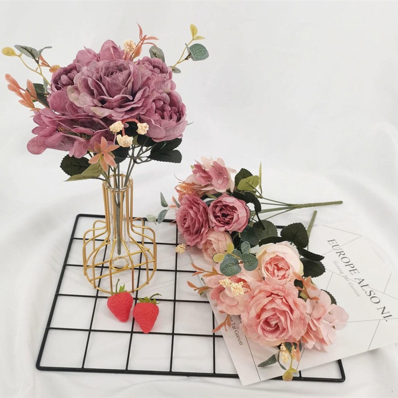 1 Nhánh Hoa Hồng Nhân Tạo Trang Trí Nhà Cửa/Văn Phòng/Sự Kiện