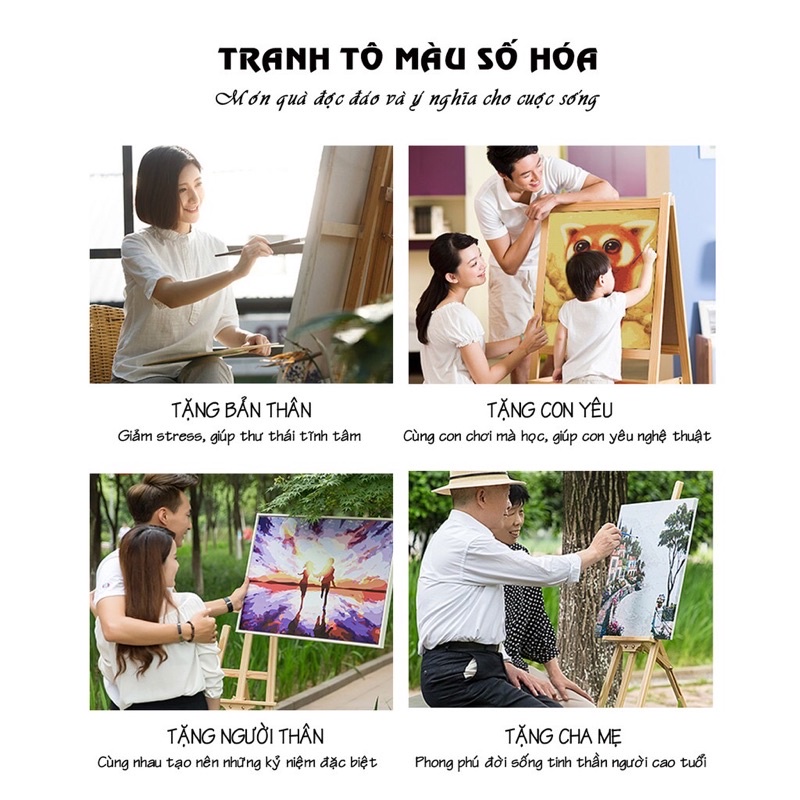 Tranh tự tô màu theo số - Tranh sơn dầu số hóa phong cảnh Paint [TỔNG HỢP TRANH HOT 2021] đã căng khung Hot 2021