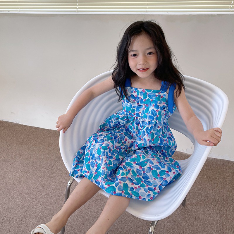 Đầm Bé Gái Đầm Công Chúa Không Tay In Hoa Thời Trang Mùa Hè Hàn Quốc Cho Bé Gái Se7en