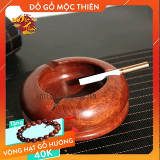 Gạt Tàn Gỗ Hương ta Nguyên Khối - mẫu Tròn Đế Đĩa  (hàng đẹp cao cấp)