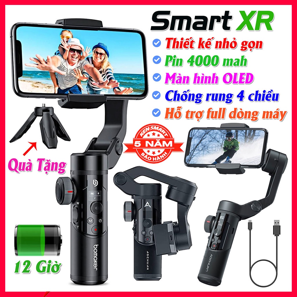 Tay cầm Gimbal quay phim chống rung điện thoại SMART XR - Gậy quay vlog - kết nối bluetooth - điều hướng 4 chiều