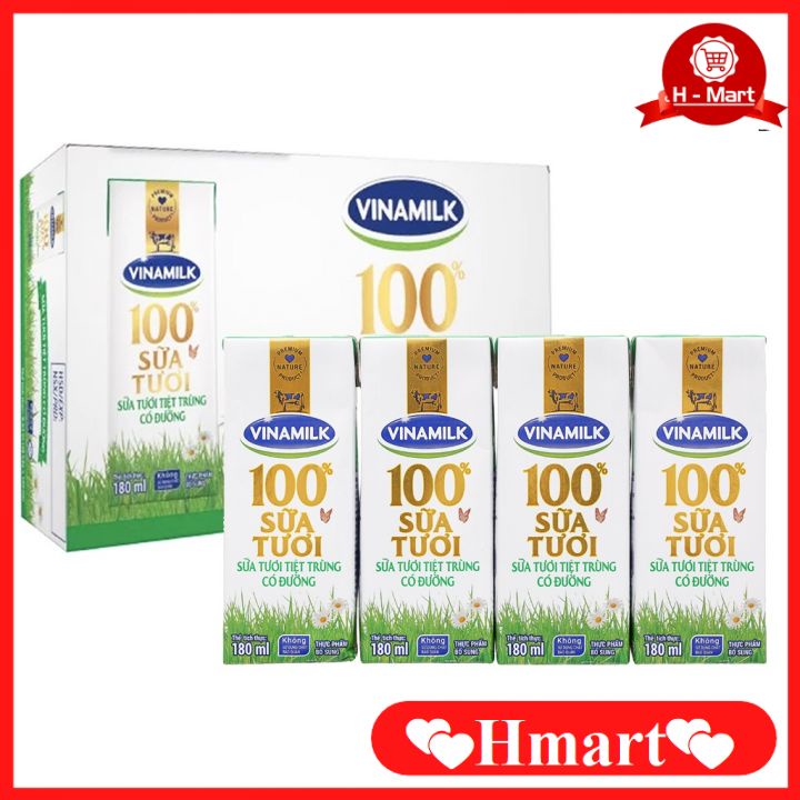 Thùng Sữa Tươi Tiệt Trùng Không Đường Vinamilk 100% Sữa Tươi 180ml