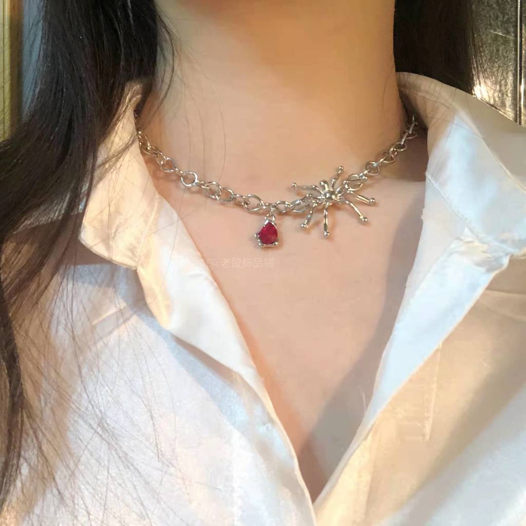 Vòng cổ Mặt Hình Nhện Đính Đá Phong Cách Âu Mỹ