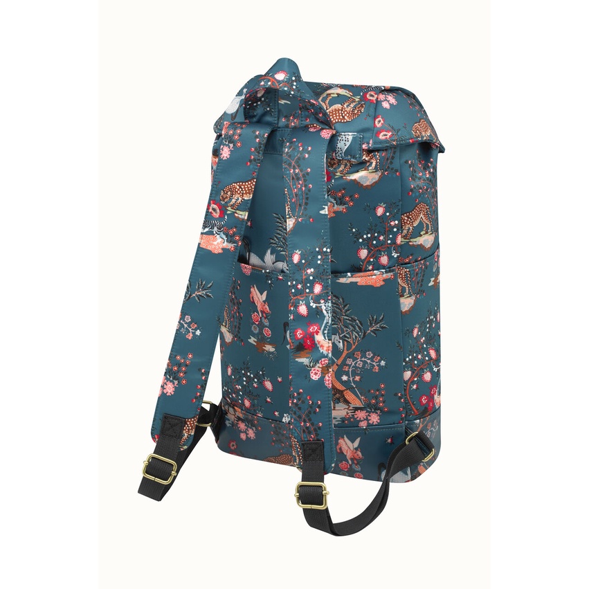 Cath Kidston - Ba lô đi học/đi làm/du lịch/Recycled Satin Duffle Backpack - Painted Kingdom - Teal -1041668