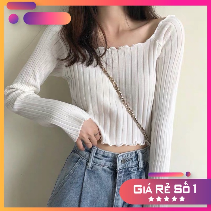 Áo len nữ croptop quyến rũ mùa thu đông - Hàng Quảng Châu
