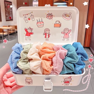 Scrunchies Dây Cột Tóc Vải Nhăn Màu Pastel Đủ Màu