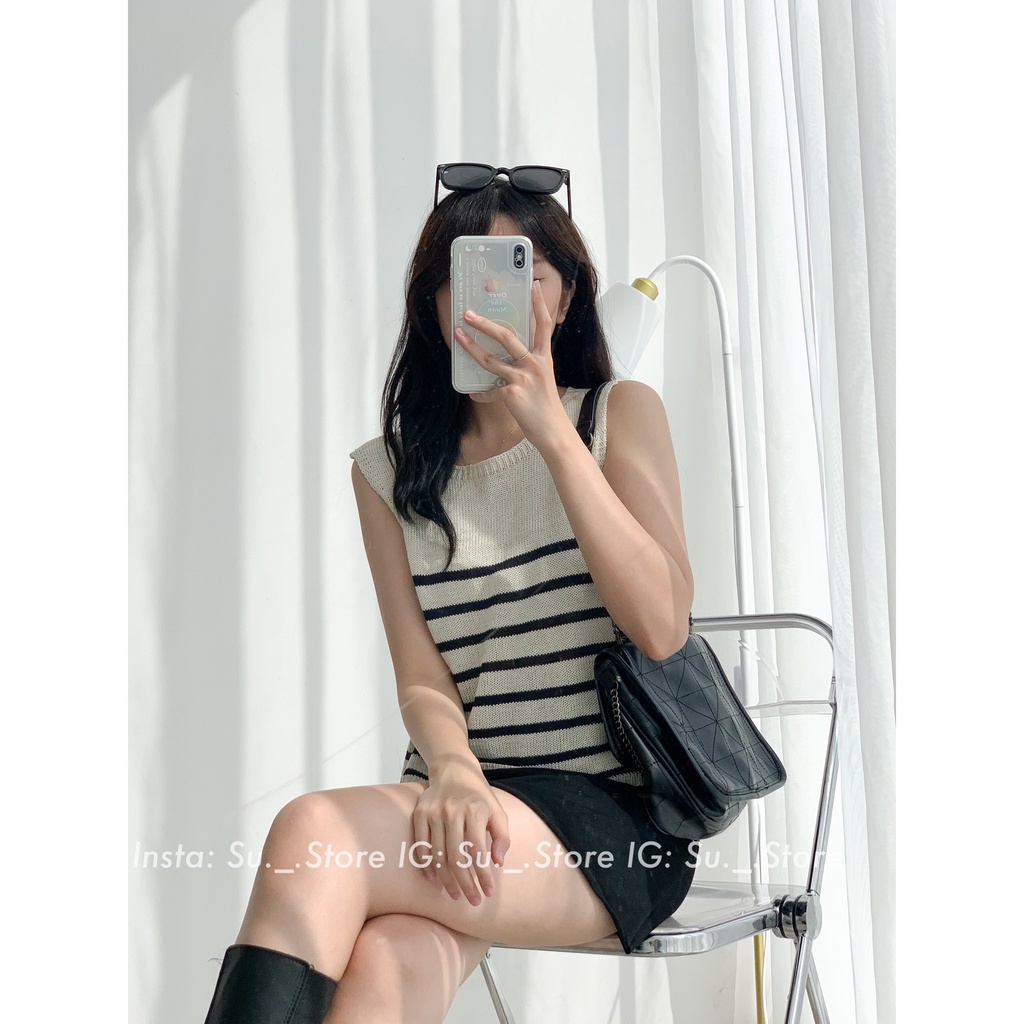 Áo len sát vai kẻ tag Nancy A2360 SUSTORE